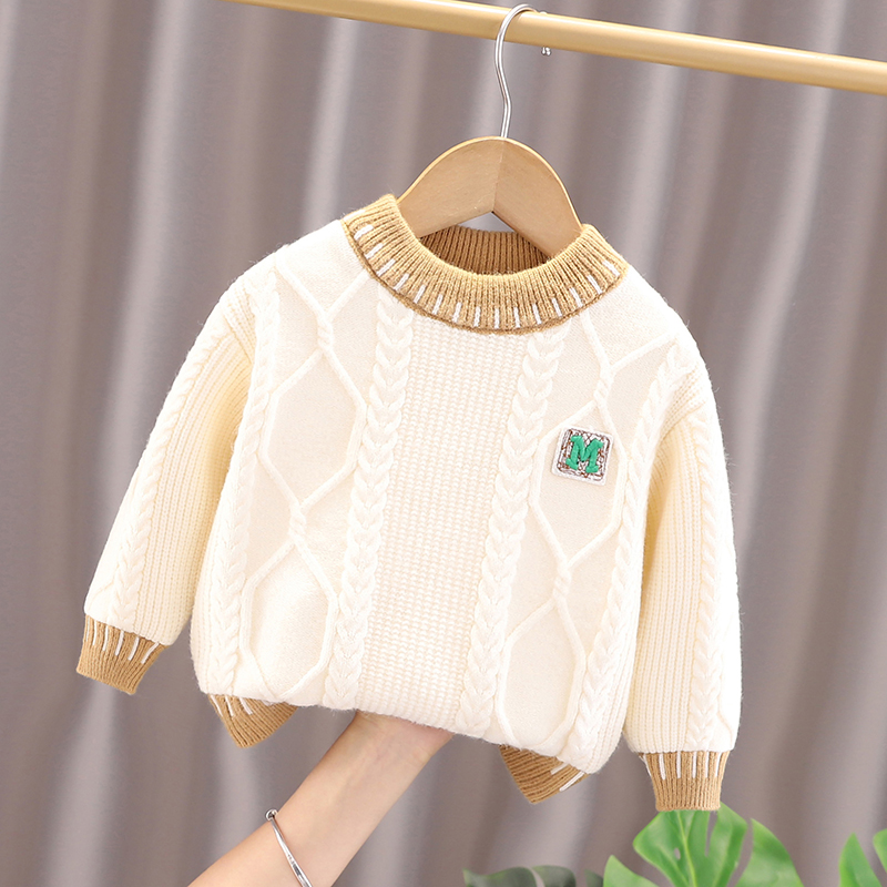小童加厚毛衣2025秋冬新款男童宝宝加绒针织打底衫儿童洋气冬装潮