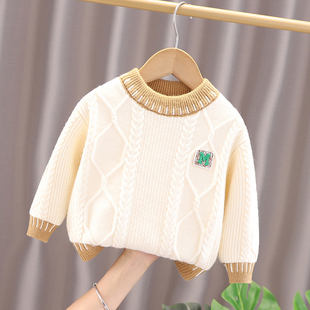 小童加厚毛衣2025秋冬新款男童宝宝加绒针织打底衫儿童洋气冬装潮