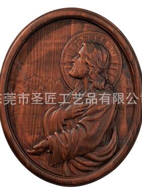 现货发手工艺品圣像雕刻实木牌匾装饰品摆件家居复古摆件雕像