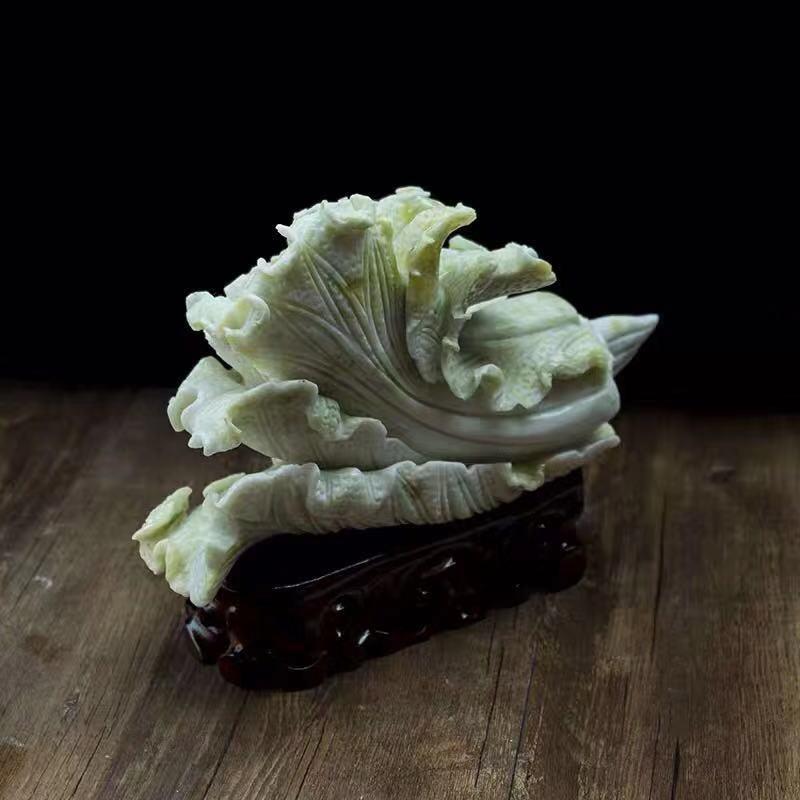 玉白菜摆件岫玉白菜摆件百财遇百财酒柜玉摆件商务礼品饰品
