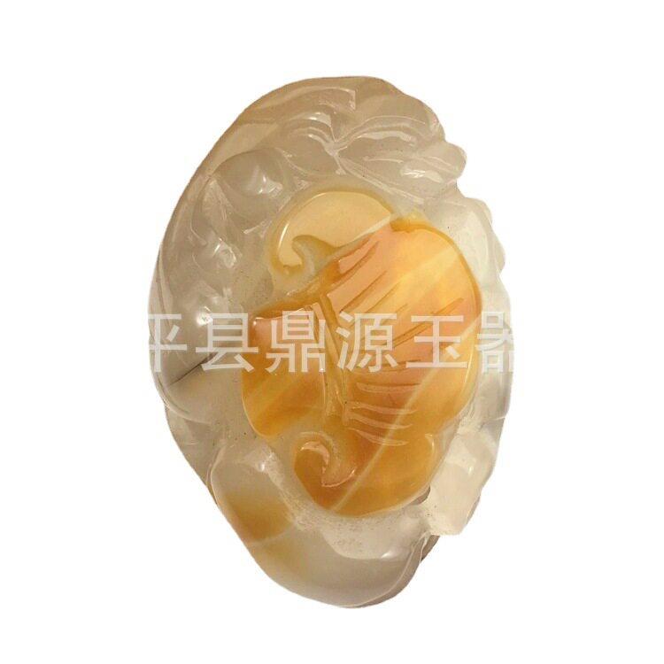天然巴西缠丝玛瑙手把件巧雕镂空雕刻玛瑙玉髓双面瓯绣手把玩