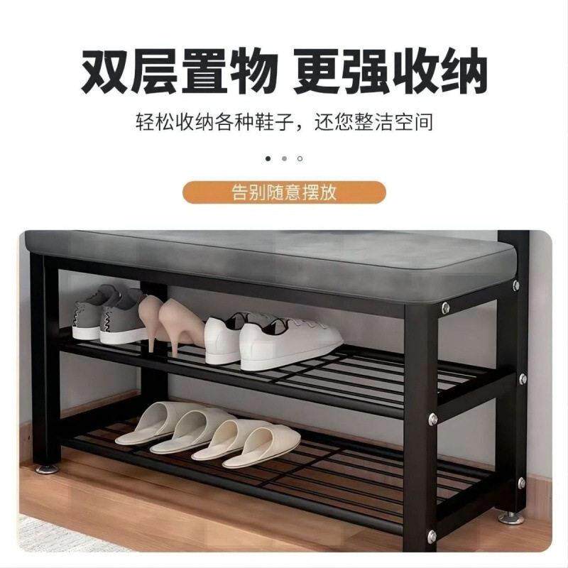 简易门厅衣帽架卧室挂衣架客厅挂包鞋架组合家用落地衣架鞋柜一体