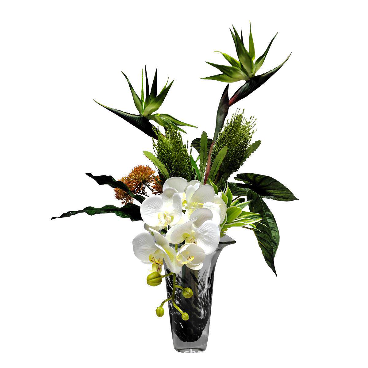 现代轻奢仿真花艺家居酒店装饰假花手感绢花绿植蝴蝶兰样板房摆件