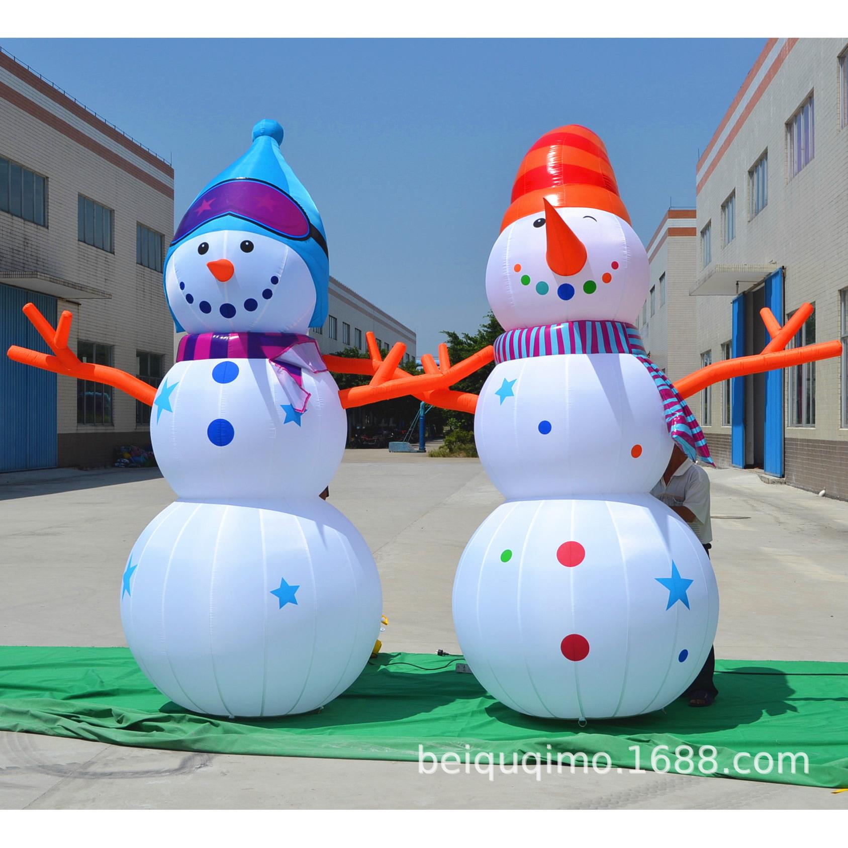 圣诞老人悬挂卡通人偶发光装饰圣诞节美陈雪人爬墙气模定制