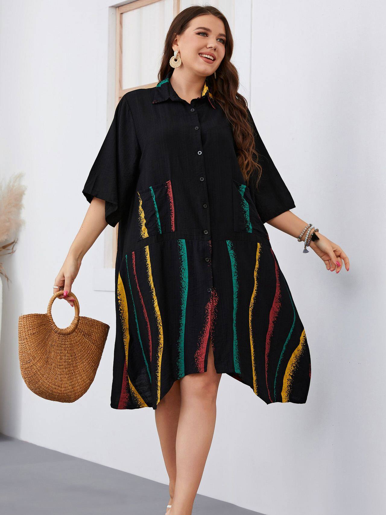 casual loose Irregular fat Women dress 不规则大码宽松连衣裙