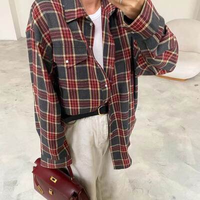 欧美风覆古潮流百搭格纹
