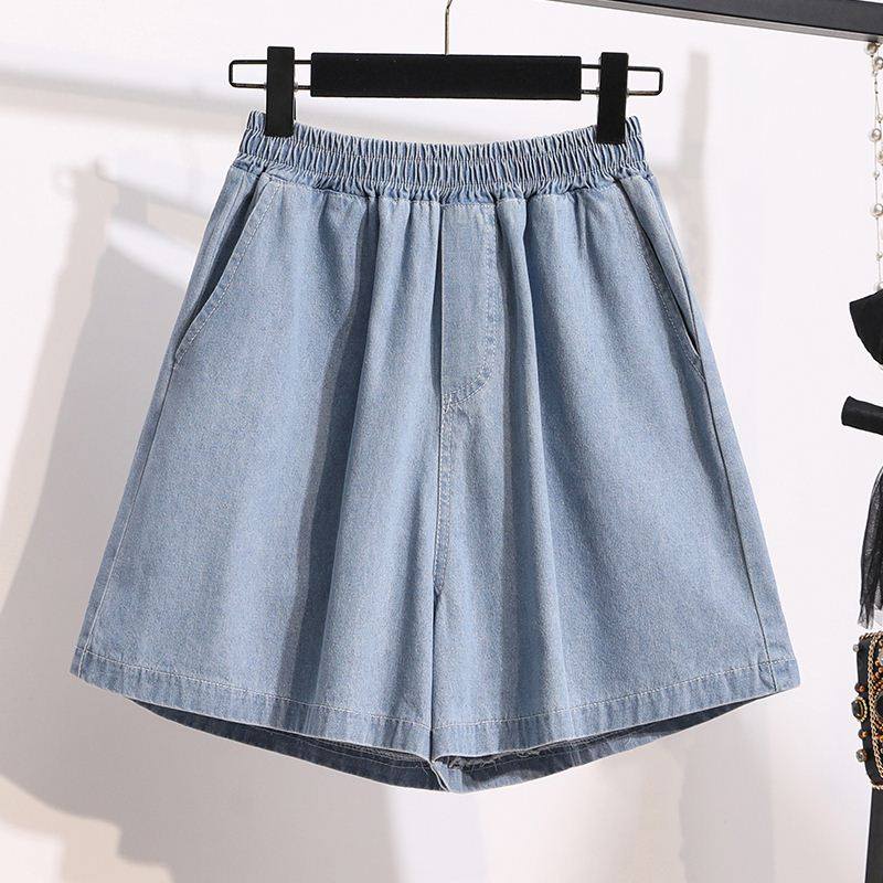 大码适合胯大腿粗的胖妹妹高腰学生休闲宽松显瘦阔腿牛仔短裤热裤