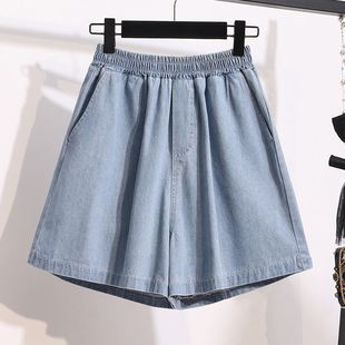 大码适合胯大腿粗的胖妹妹高腰学生休闲宽松显瘦阔腿牛仔短裤热裤