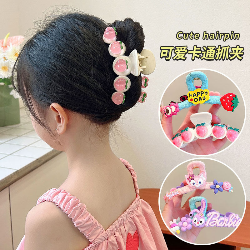 儿童卡通抓夹2022年韩版后脑勺发卡不伤发水蜜桃鲨鱼夹小女孩发饰