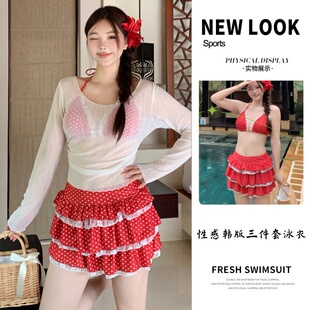 海边度假泳装 显瘦遮肚罩衫 微胖MM分体泳衣女纯欲辣妹大码 2026新款