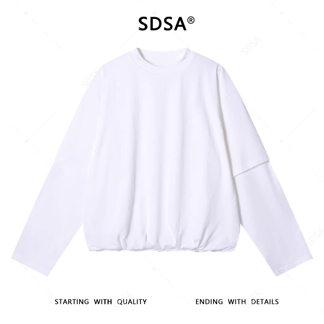 SDSA男士秋冬新款痞帅男装韩版纯色袖子拼接设计圆领卫衣百搭宽松