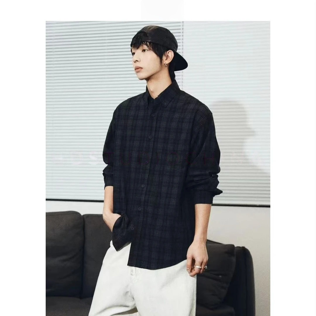 HDCHINA秋冬季新款时尚潮流格纹衬衫百搭宽松休闲男装夹克