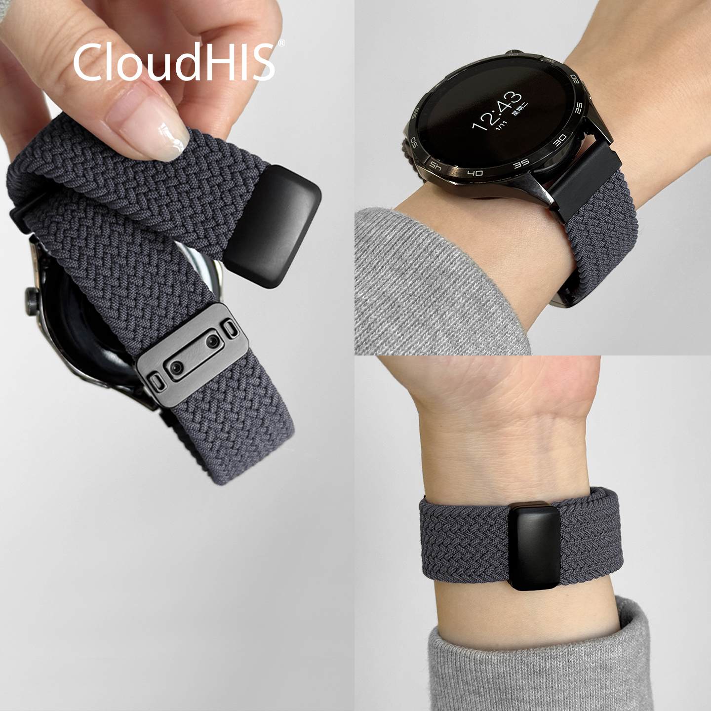 回环折叠Watch5pro男款黑色尼龙