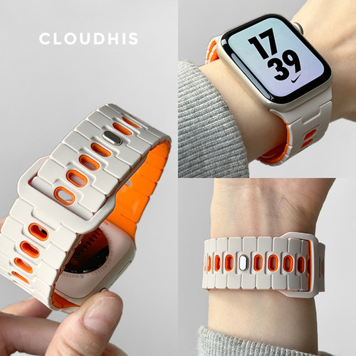 CLOUDHIS适用苹果手表硅胶表带s9