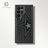 KASO新款 铆钉星星皮革W23适用三星s22手机壳ultra保护套galaxyzfold7时尚 samsung高级感全包fold5防摔女Flip4