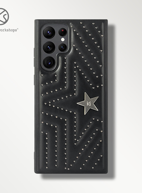 KASO新款铆钉星星皮革W23适用三星s22手机壳ultra保护套galaxyzfold7时尚samsung高级感全包fold5防摔女Flip4