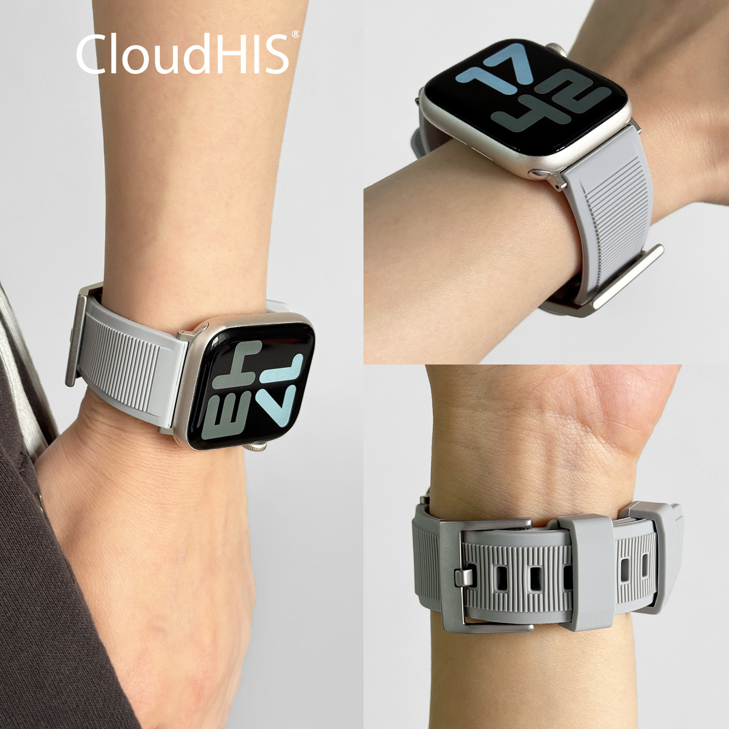 CLOUDHIS适用iwatch表带s11苹果S9手表带applewatch运动硅胶表带S10男女款46mm新款腕带透气SE高级感夏ultra