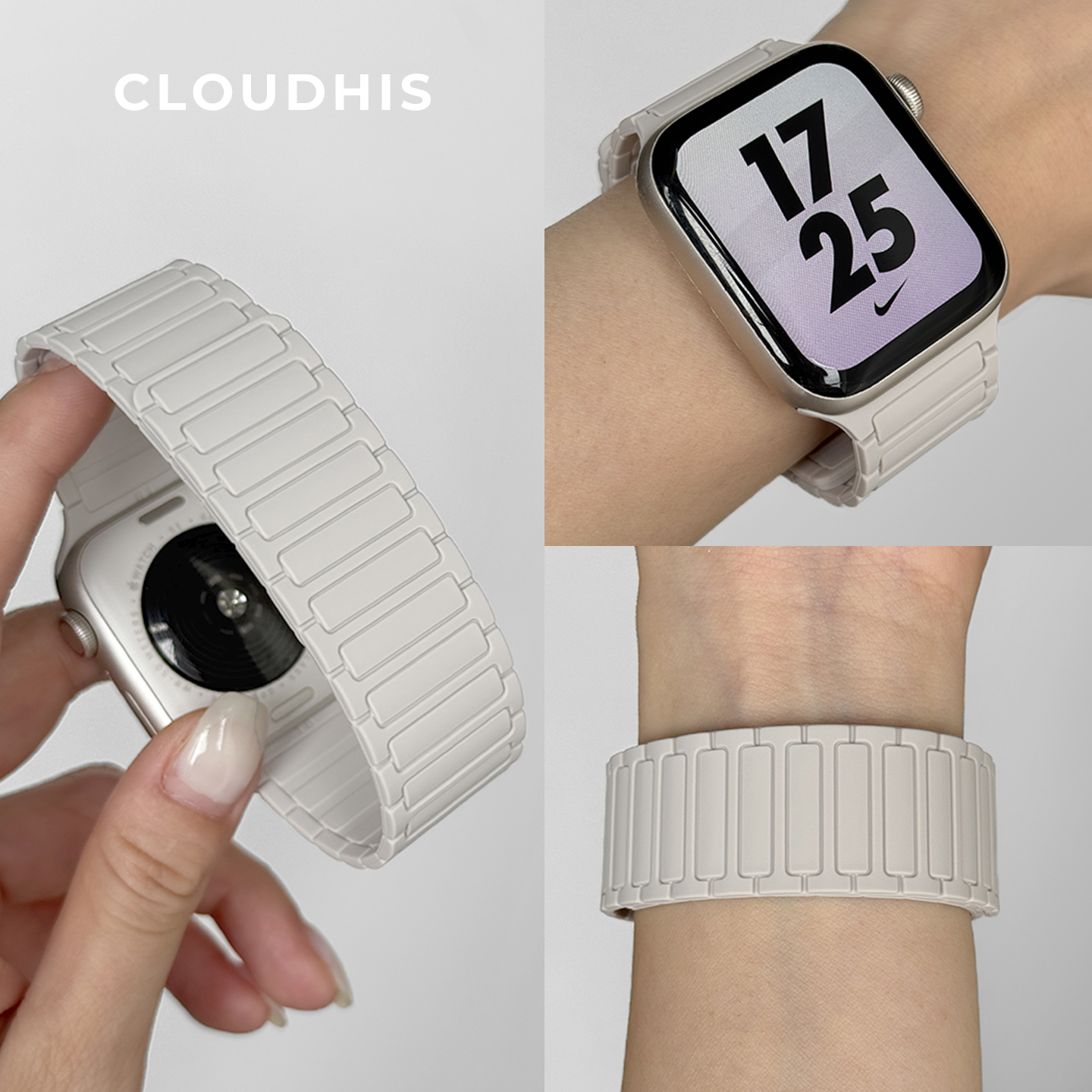 CLOUDHIS适用苹果S10手表iwatch表带applewatch9张婧仪同款硅胶磁吸新款运动高级腕带Ultra2男女SE夏季S8