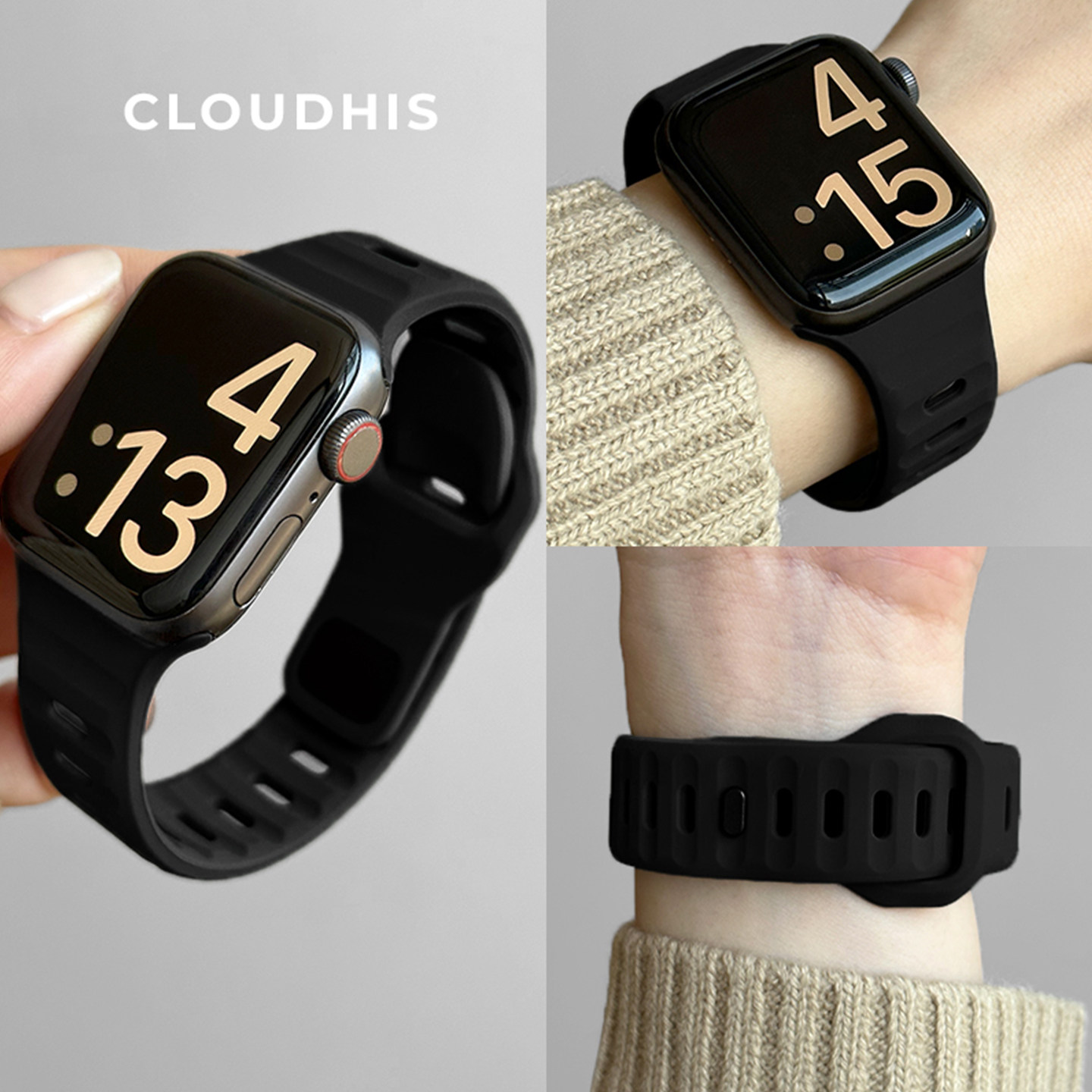 CLOUDHIS适用苹果手表硅胶表带s9图片