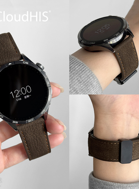 CLOUDHIS适用华为手表GT5表带gt3全皮荔枝纹gt6腕带gt2男款gt4智能Watch4pro折叠Watch3荣耀Magic运动磁吸扣