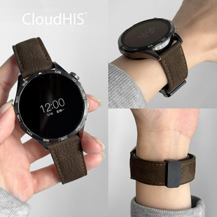 CLOUDHIS适用华为手表GT5表带gt3全皮荔枝纹gt6腕带gt2男款 gt4智能Watch4pro折叠Watch3荣耀Magic运动磁吸扣