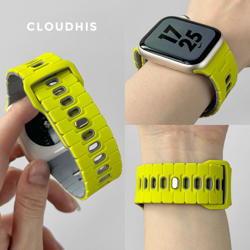 CLOUDHIS适用苹果双色硅胶表带S9