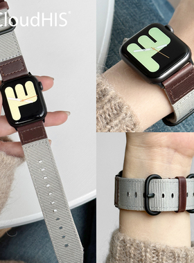 CLOUDHIS适用applewatch表带iwatch表带s9尼龙S8高级感s11苹果手表表带女款s7/6/5/4/3SE夏天运动透气2ultra2