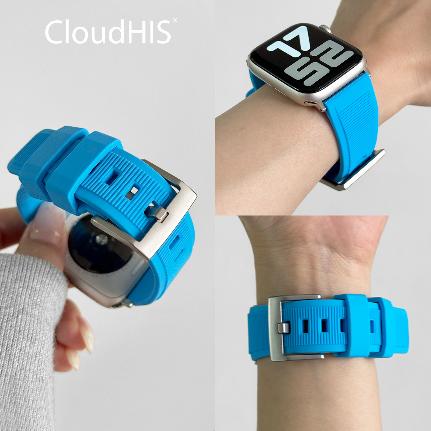CLOUDHIS适用iwatch表带s11苹果手表带applewatch运动硅胶表带s10男女款46mm新款s9腕带SE2代夏ultra3智能s8