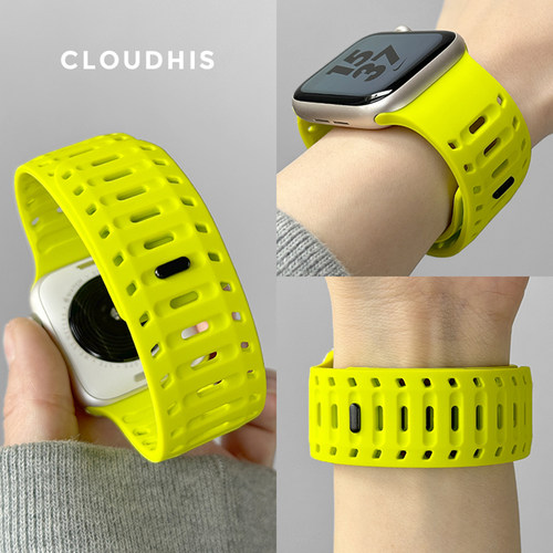 CLOUDHIS适用苹果磁吸硅胶表带