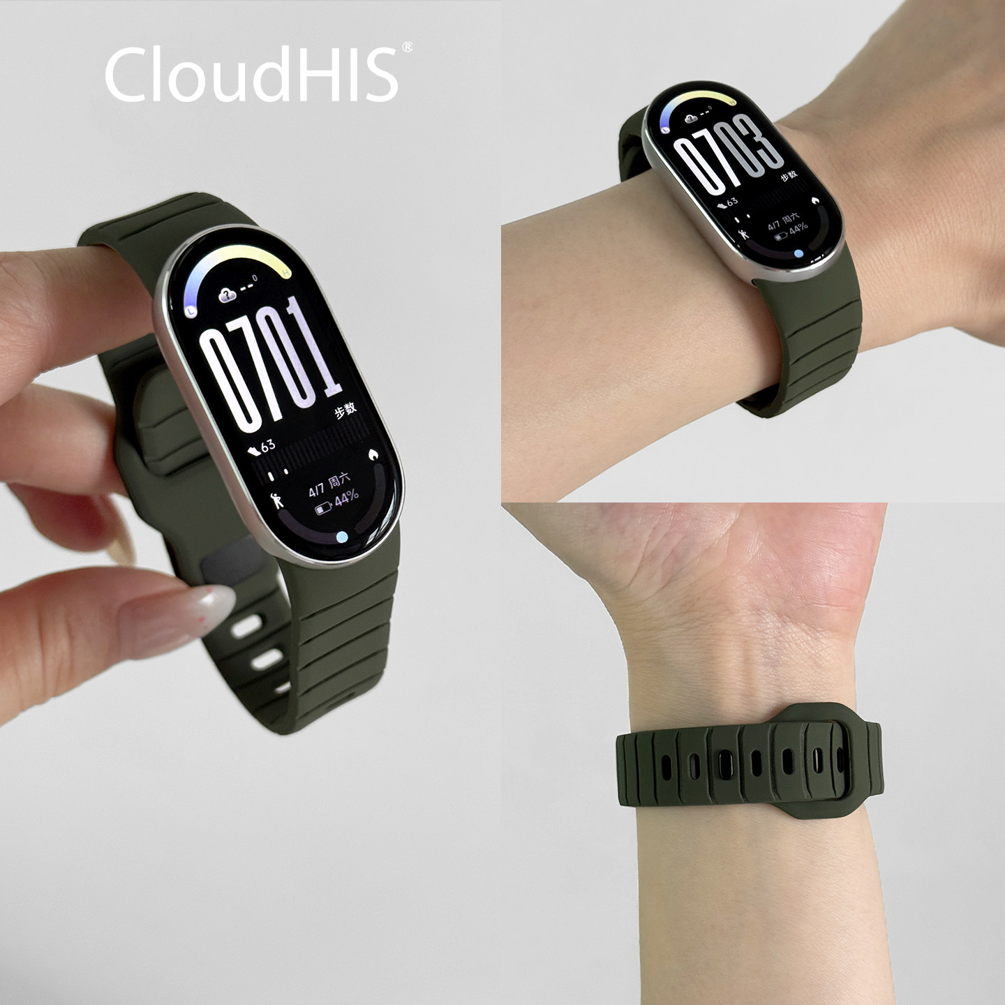 CLOUDHIS硅胶表带反扣适用小米手环表带8新款9运动手环腕带10八代nfc版创意柔软亲肤个性男女款替换配件十代