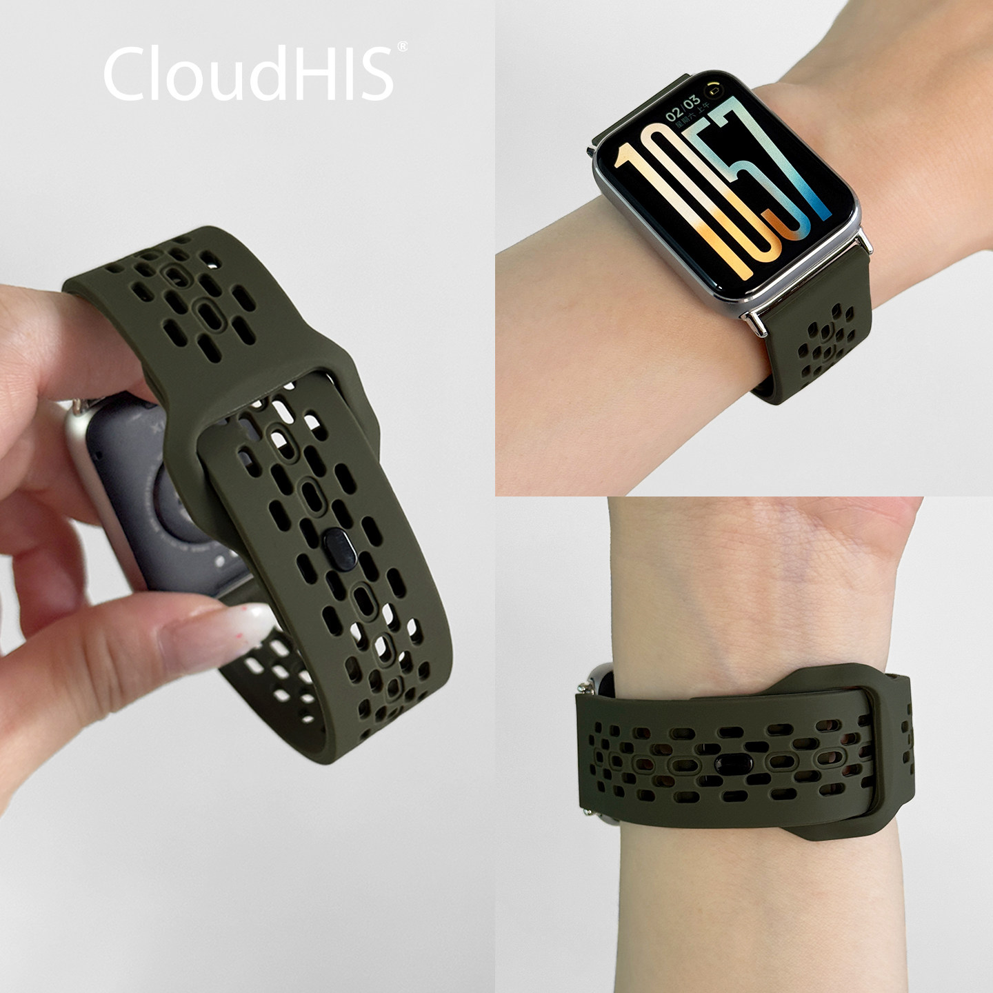 CLoudhis夏季新款适用小米手环9pro表带反扣设计运动硅胶表带8Pro手链腕带智能手环手表红米watch6男女watch5