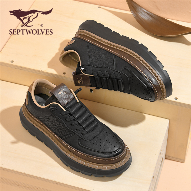 七匹狼男士皮鞋新款休闲工装板鞋