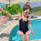 防晒游泳装 女宝宝游泳衣女童新款 甜美公主风洋气儿童连衣泳衣夏季