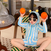 儿童泳衣男中童夏装 防晒泳装 新款 连体可爱宝宝防晒速干中小童长袖