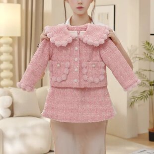 女童连衣裙套装冬季高级感2025新款儿童小香风外套背心裙轻奢洋气