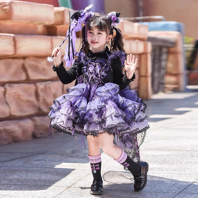 儿童库洛米洛丽塔公主裙万圣节服装秋冬女童吊带连衣裙宝宝礼服裙