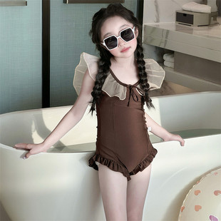 女童连体泳衣夏日泳池必备中大童洋气游泳衣海边度假露背款 游泳装