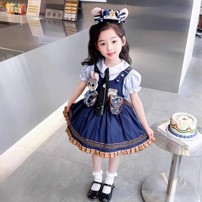 女童朱迪兔子警官cos 连衣裙儿童新款学院风甜美可爱迪士尼公主裙