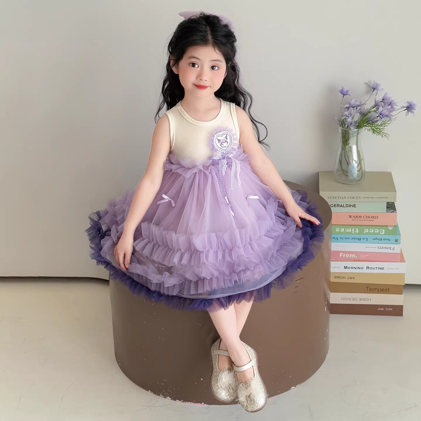 库洛米女童公主裙夏季2026新款网纱儿童连衣裙小女孩蛋糕蓬蓬裙子