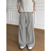 Zoom秋季 新款 慵懒风褶皱条纹休闲裤 York 运动长裤 男复古潮流垂感