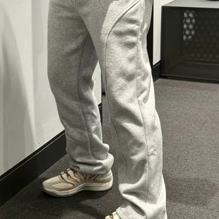 长裤 YORKZOOM秋冬舒适百搭美式 休闲裤 微喇灰色卫裤 棉质 斜切弯刀裤