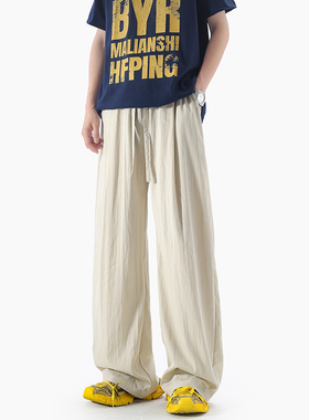 YorkZoom夏季新款轻薄透气仿亚麻垂感休闲长裤男薄款宽松百搭小众