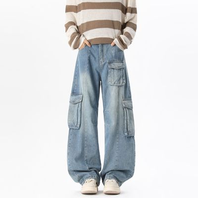 YORKZOOM秋冬复古透气阔腿牛仔裤