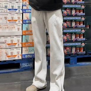 裤 灰色侧拉链微喇直筒休闲长裤 重磅加绒加厚 男款 YORKZOOM弯刀卫裤