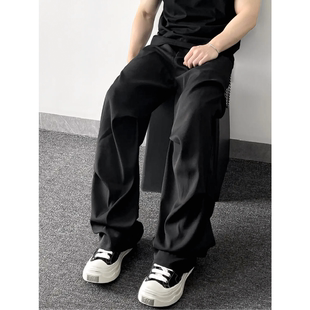 长裤 YorkZoom褶皱西裤 黑色休闲裤 加绒厚美式 cleanfit微喇宽松 冬季