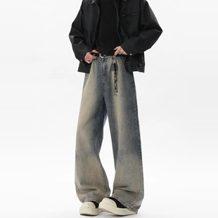 长裤 York 重工泥染水洗做旧磨白宽松牛仔裤 美式 高街复古 Zoom春季