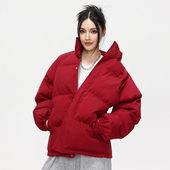 YORKZOOM秋冬新品 扎染印花立领基础棉服情侣棉衣男宽松加厚保暖