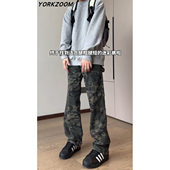 高街迷彩工装 裤 男宽松直筒休闲长裤 YORKZOOM美式 潮流街头重磅男款