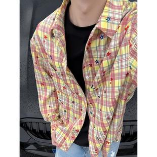 衬衫 york 星星条纹格子长袖 新款 衬衣百搭复古宽松潮流 zoom秋季