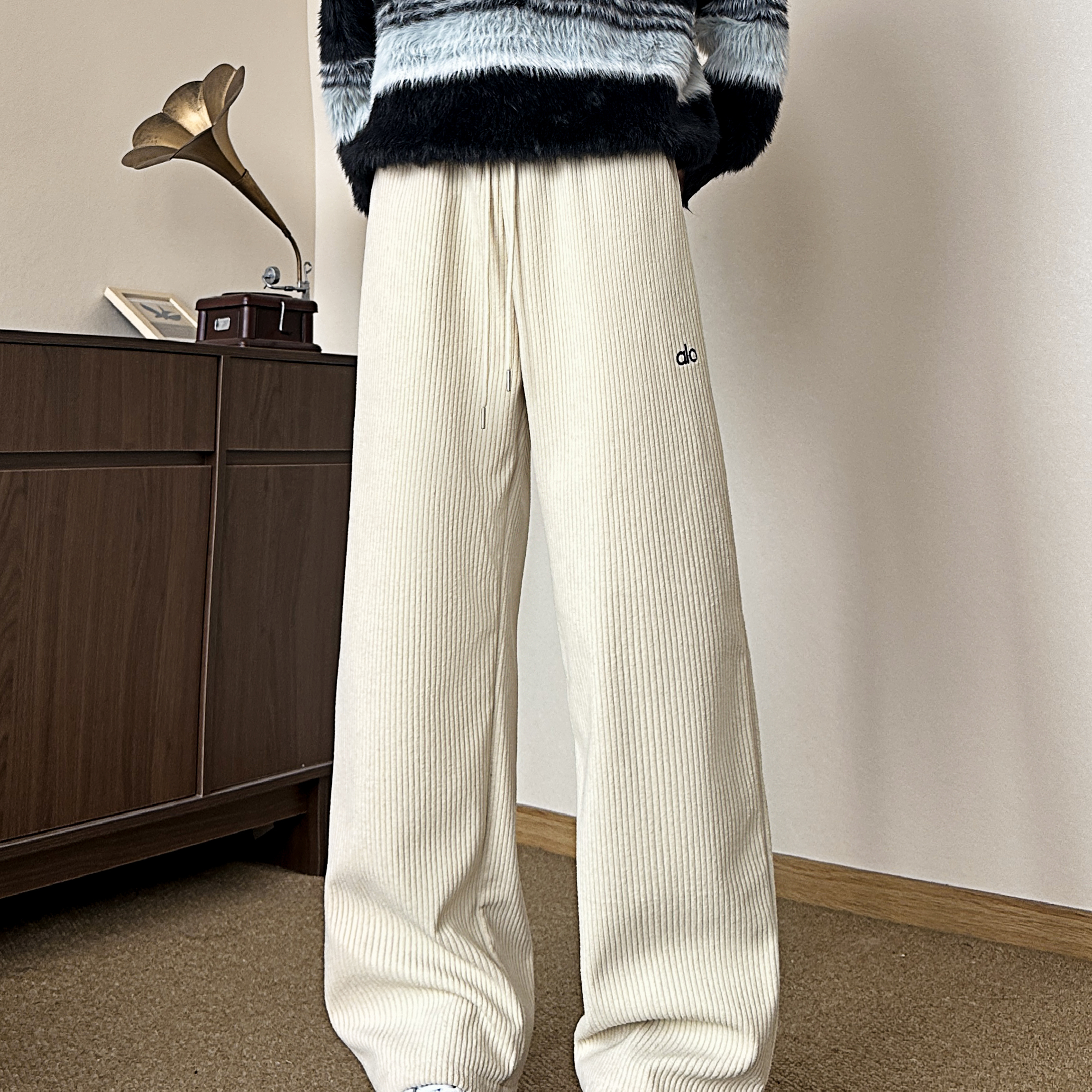 YORKZOOM灯芯绒加绒阔腿裤